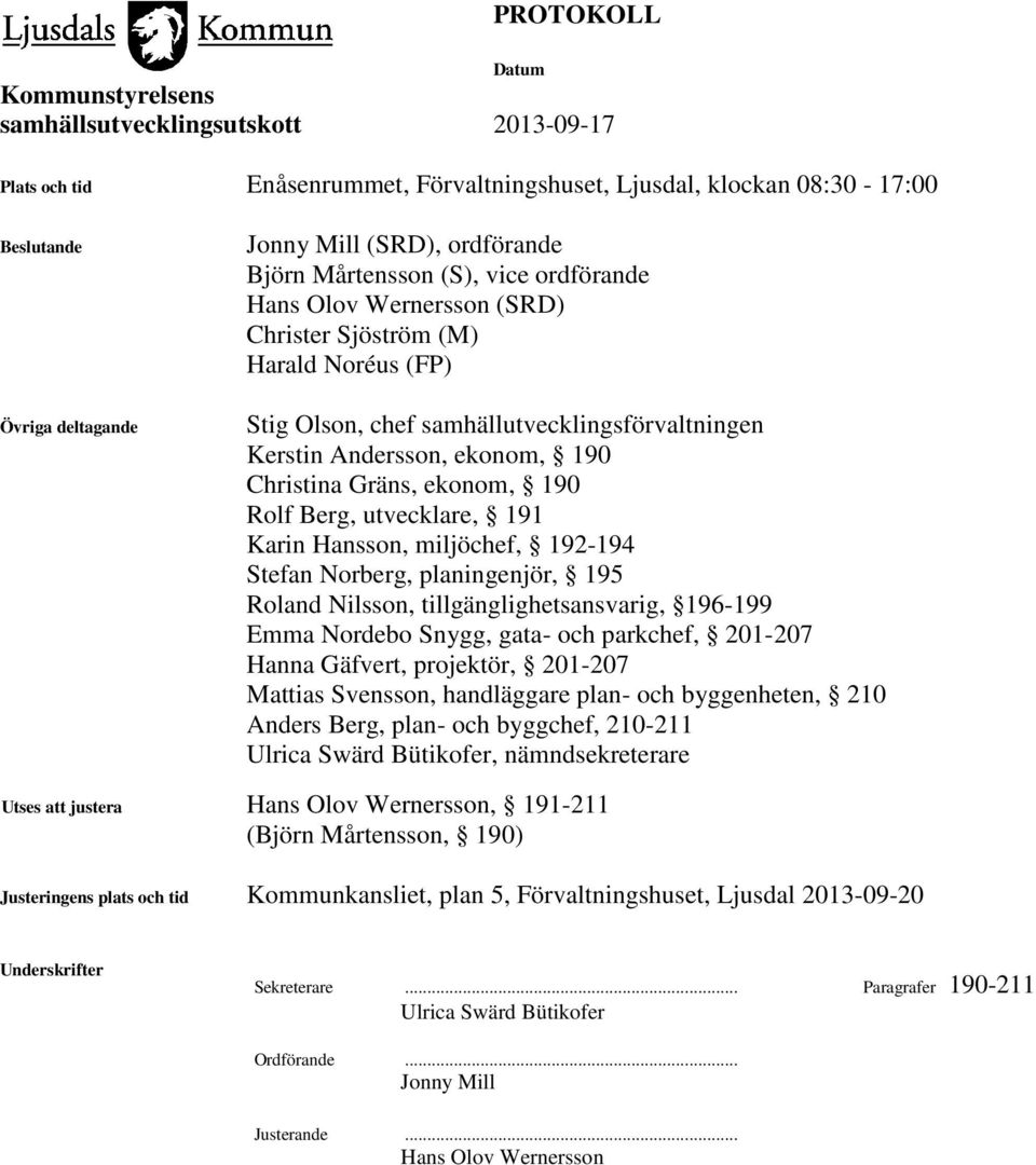 miljöchef, 192-194 Stefan Norberg, planingenjör, 195 Roland Nilsson, tillgänglighetsansvarig, 196-199 Emma Nordebo Snygg, gata- och parkchef, 201-207 Hanna Gäfvert, projektör, 201-207 Mattias