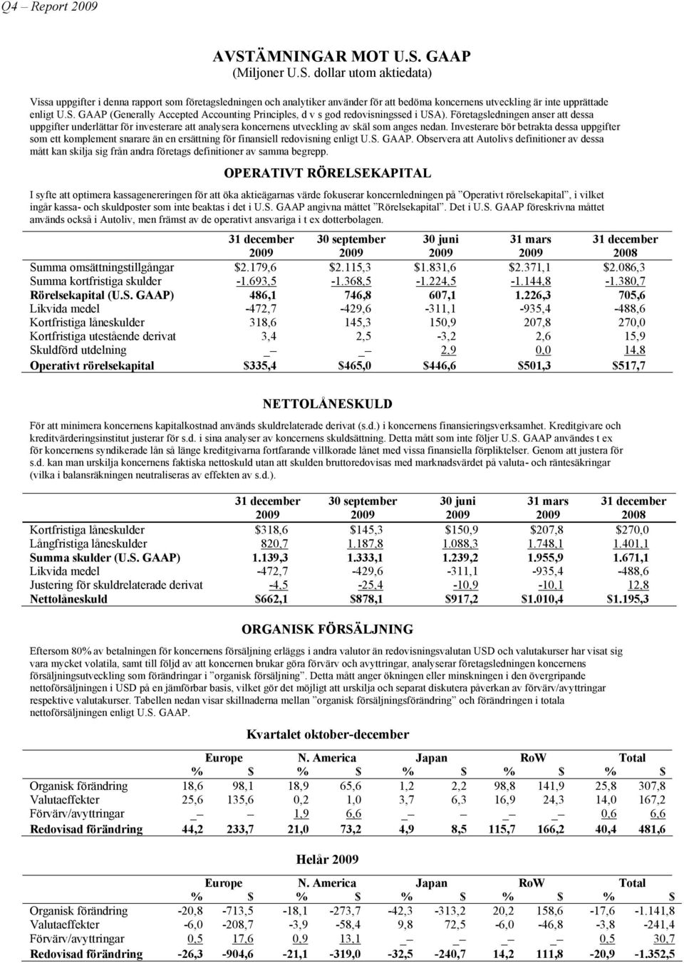 Företagsledningen anser att dessa uppgifter underlättar för investerare att analysera koncernens utveckling av skäl som anges nedan.