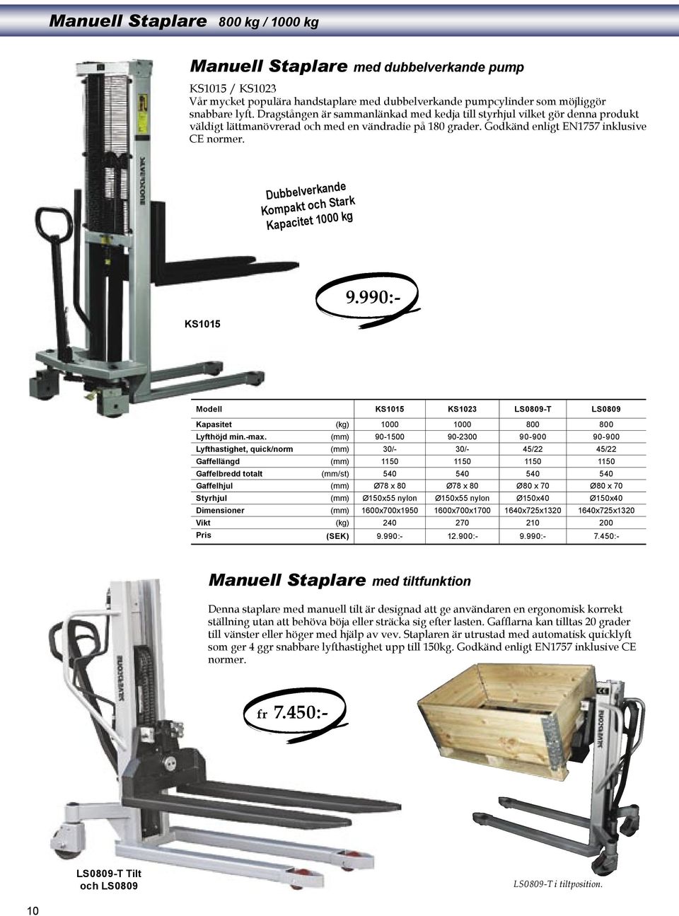 Dubbelverkande Kompakt och Stark Kapacitet 1000 kg KS1015 7.450:- 9.