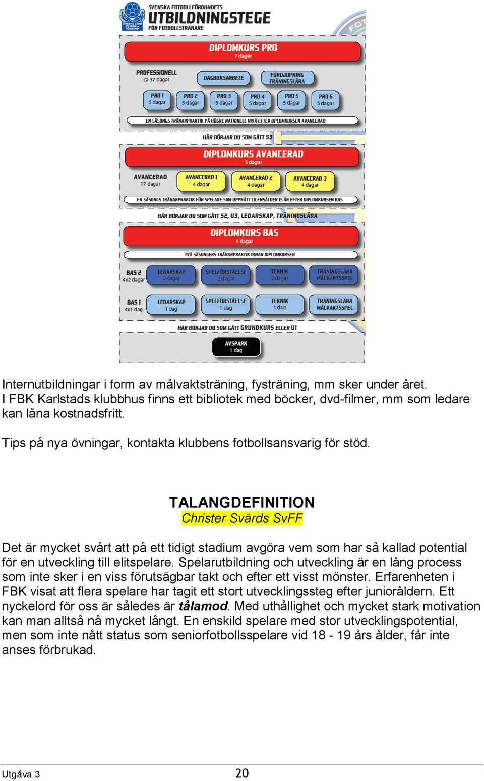 TALANGDEFINITION Christer Svärds SvFF Det är mycket svårt att på ett tidigt stadium avgöra vem som har så kallad potential för en utveckling till elitspelare.