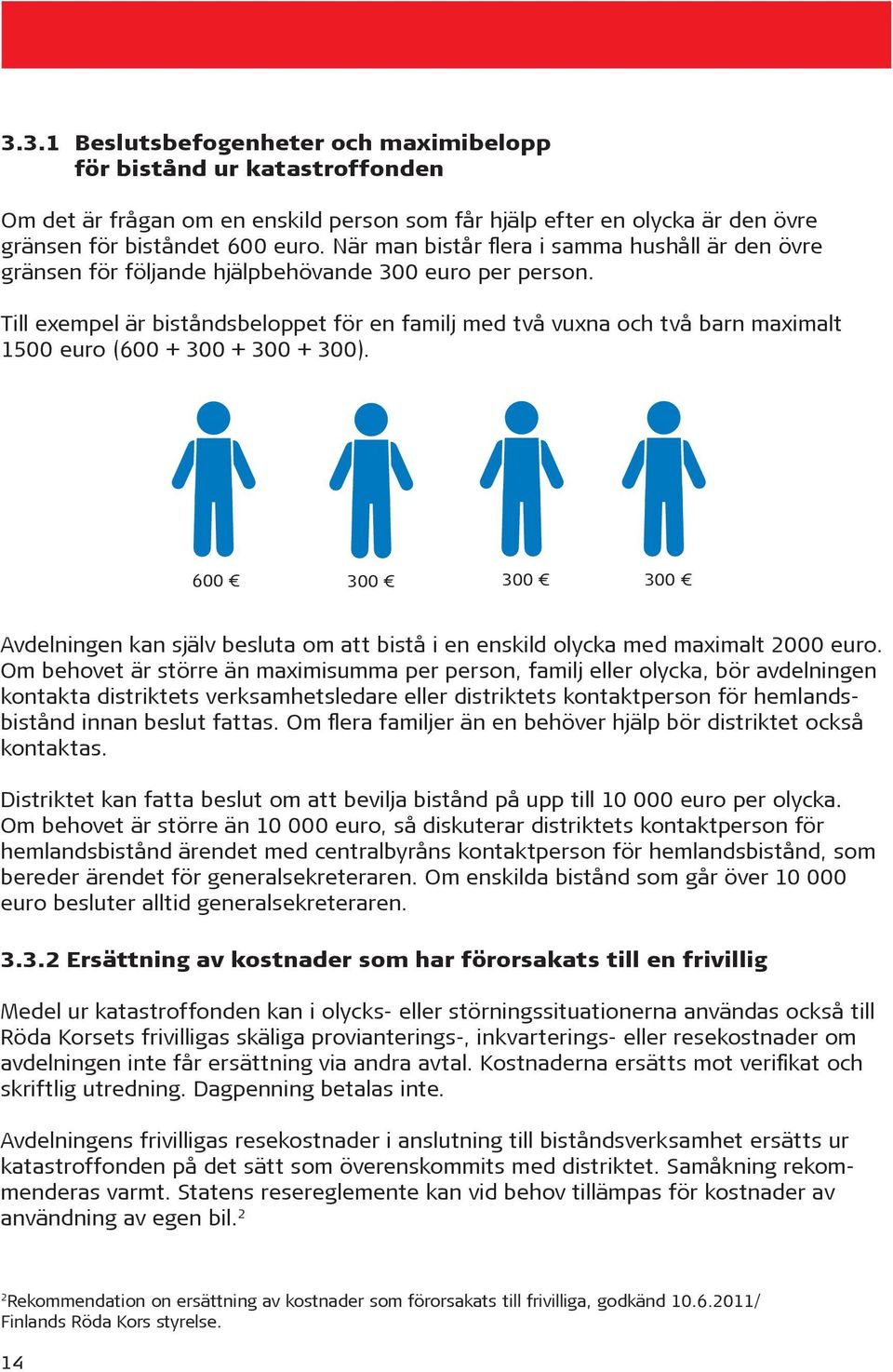 Till exempel är biståndsbeloppet för en familj med två vuxna och två barn maximalt 1500 euro (600 + 300 + 300 + 300).