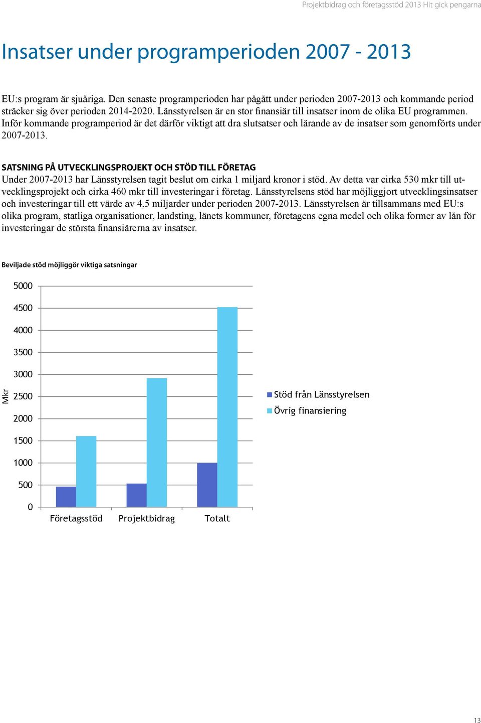 Inför kommande programperiod är det därför viktigt att dra slutsatser och lärande av de insatser som genomförts under 2007-2013.