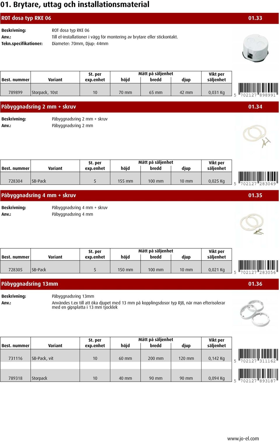 34 Påbyggnadsring 2 mm + skruv Påbyggnadsring 2 mm 728304 SB-Pack 5 155 mm 100 mm 10 mm 0,025 Kg 5 702127 283049 Påbyggnadsring 4 mm + skruv 01.