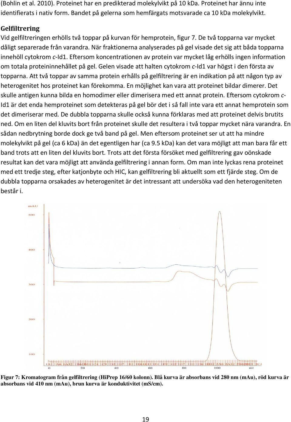 När fraktionerna analyserades på gel visade det sig att båda topparna innehöll cytokrom c-id1.