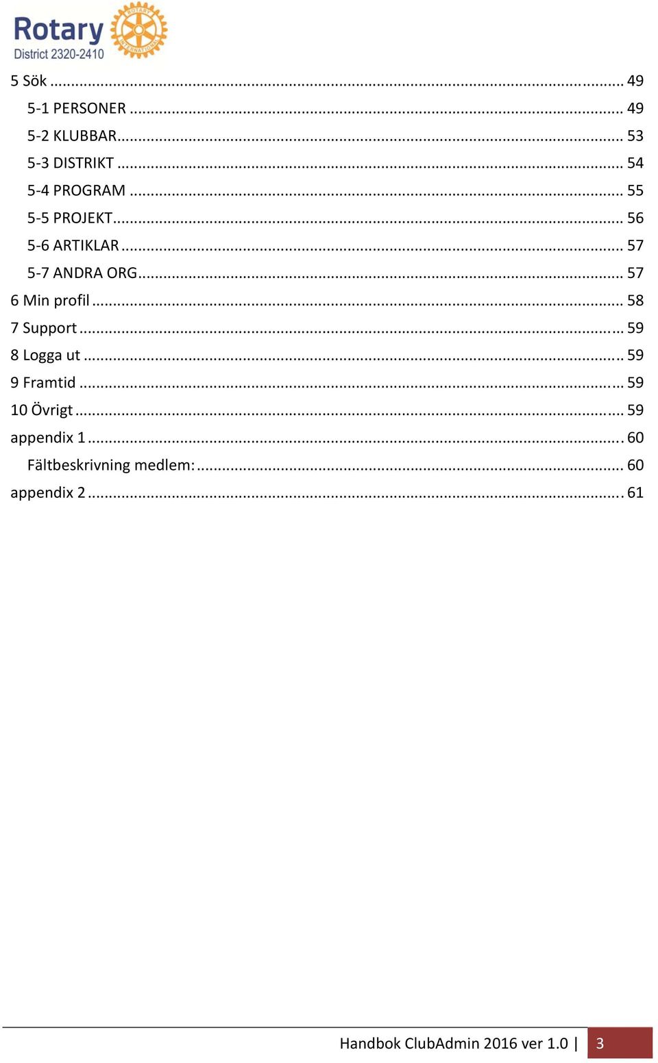 .. 58 7 Support... 59 8 Logga ut... 59 9 Framtid... 59 10 Övrigt... 59 appendix 1.