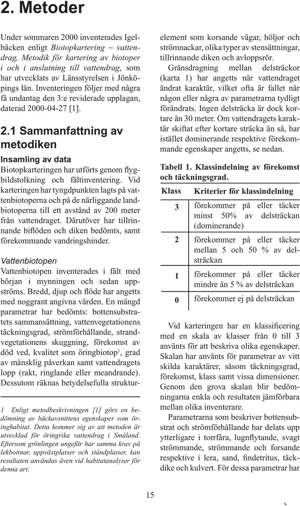 00-04-27 [1]. 2.1 Sammanfattning av metodiken Insamling av data Biotopkarteringen har utförts genom flygbildstolkning och fältinventering.