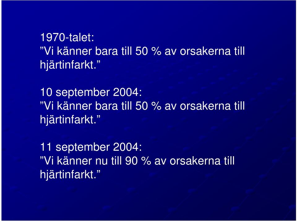 10 september 2004: Vi känner bara till 50 % av