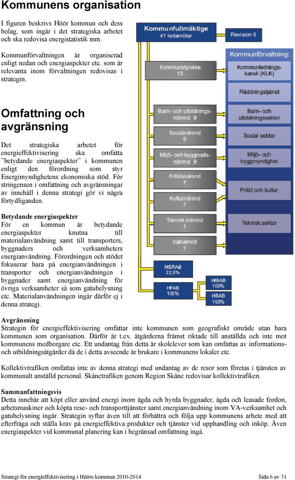 Omfattning och avgränsning Det strategiska arbetet för energieffektivisering ska omfatta betydande energiaspekter i kommunen enligt den förordning som styr Energimyndighetens ekonomiska stöd.