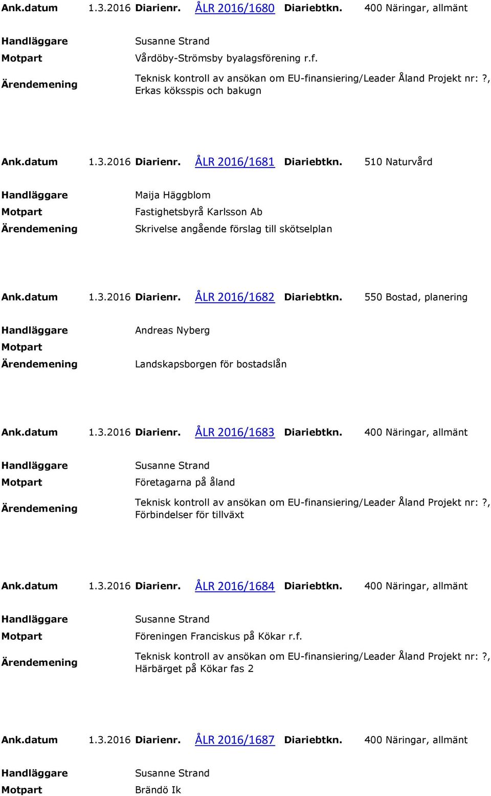 550 Bostad, planering Andreas Nyberg Landskapsborgen för bostadslån Ank.datum 1.3.2016 Diarienr. ÅLR 2016/1683 Diariebtkn.