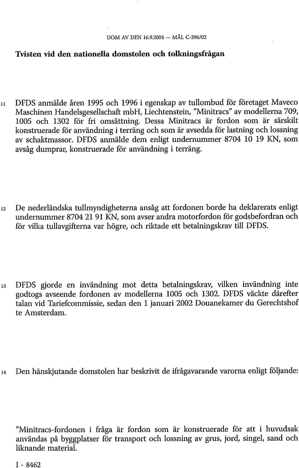 Liechtenstein, "Minitracs" av modellerna 709, 1005 och 1302 för fri omsättning.