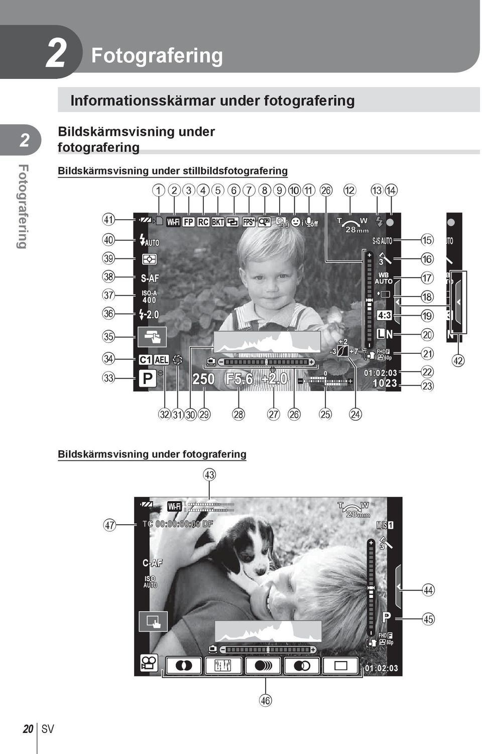 S-IS WB 4:3 L N FHD F 60p 01:0:03 103 e f g h i j k l m UTO 1 TO B 3 N F vut s r q p o n Bildskärmsvisning