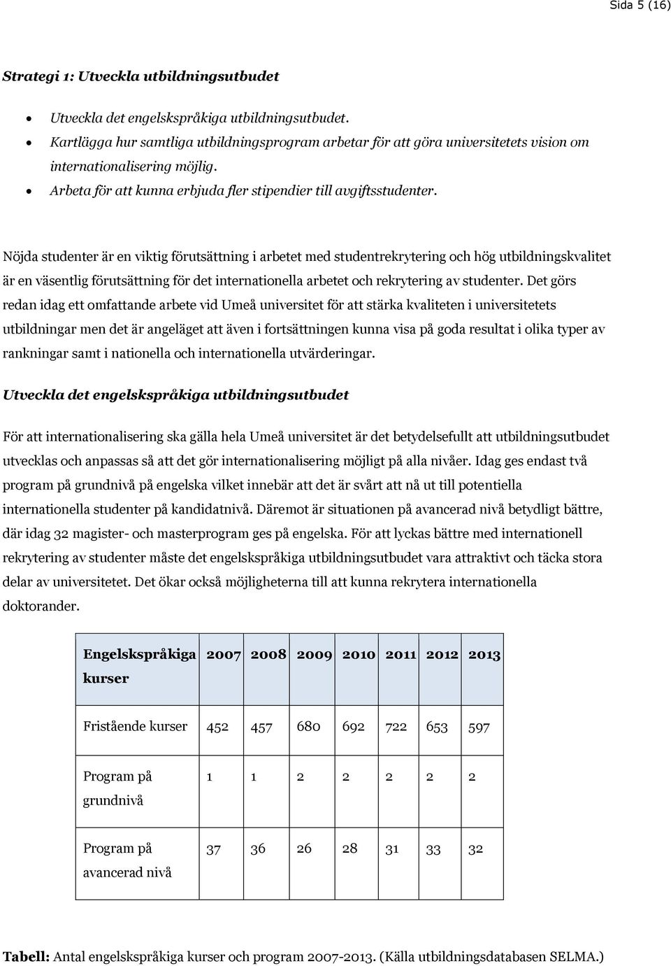 Nöjda studenter är en viktig förutsättning i arbetet med studentrekrytering och hög utbildningskvalitet är en väsentlig förutsättning för det internationella arbetet och rekrytering av studenter.