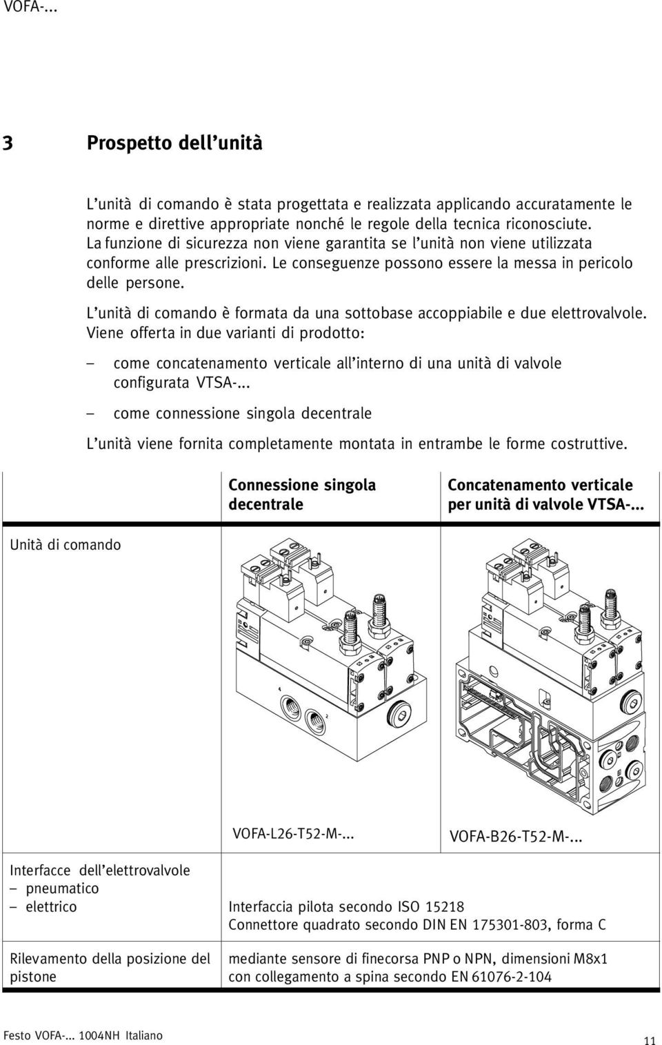 L unità di comando è formata da una sottobase accoppiabile e due elettrovalvole.