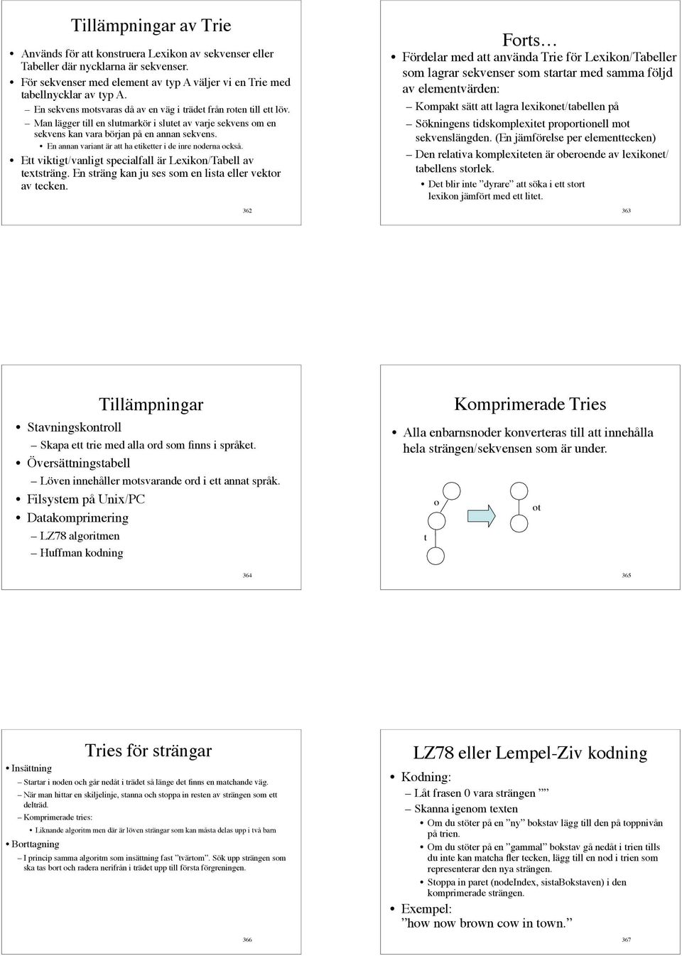 En annan variant är att ha etiketter i de inre noderna också. Ett viktigt/vanligt specialfall är Lexikon/Tabell av textsträng. En sträng kan ju ses som en lista eller vektor av tecken.