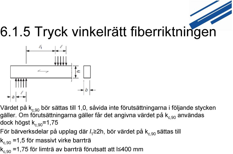 Om förutsättningarna gäller får det angivna värdet på k c,90 användas dock högst k c,90 =1,75 För