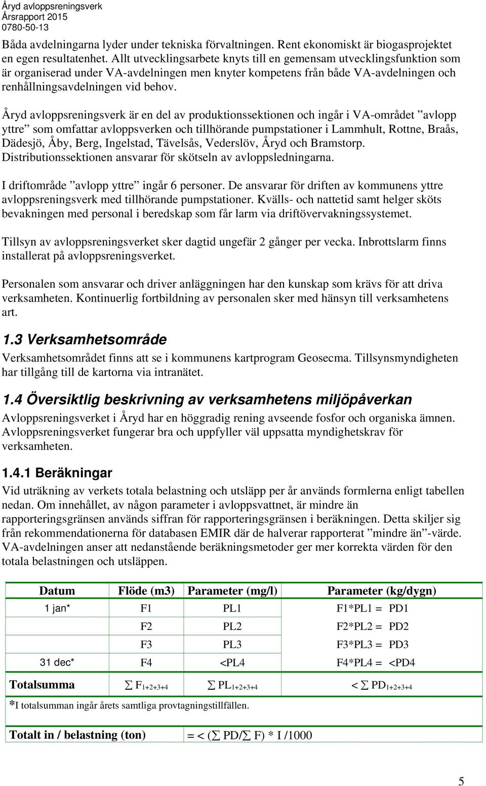 Åryd avloppsreningsverk är en del av produktionssektionen och ingår i VA-området avlopp yttre som omfattar avloppsverken och tillhörande pumpstationer i Lammhult, Rottne, Braås, Dädesjö, Åby, Berg,