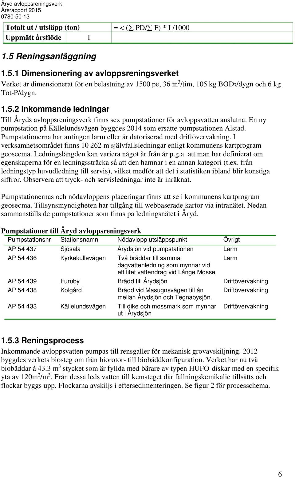 umpstationerna har antingen larm eller är datoriserad med driftövervakning. I verksamhetsområdet finns 0 6 m självfallsledningar enligt kommunens kartprogram geosecma.