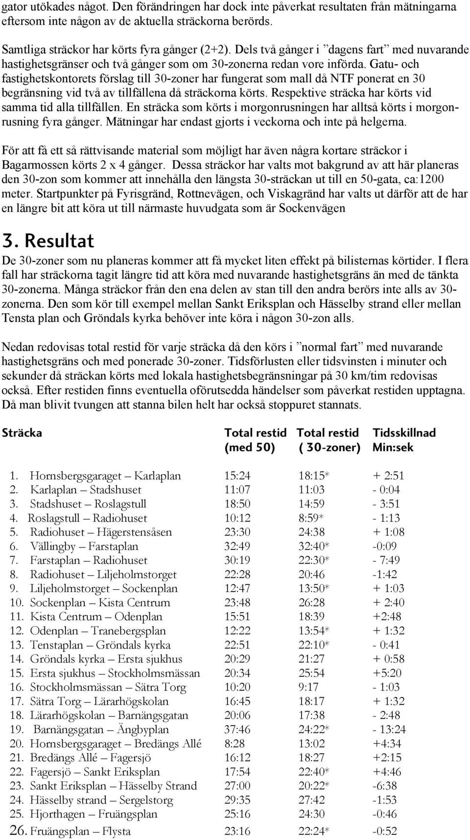 Gatu- och fastighetskontorets förslag till 30-zoner har fungerat som mall då NTF ponerat en 30 begränsning vid två av tillfällena då sträckorna körts.