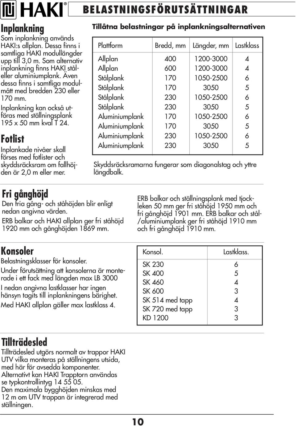 Fotlist Inplankade nivåer skall förses med fotlister och skyddsräcksram om fallhöjden är 2,0 m eller mer.