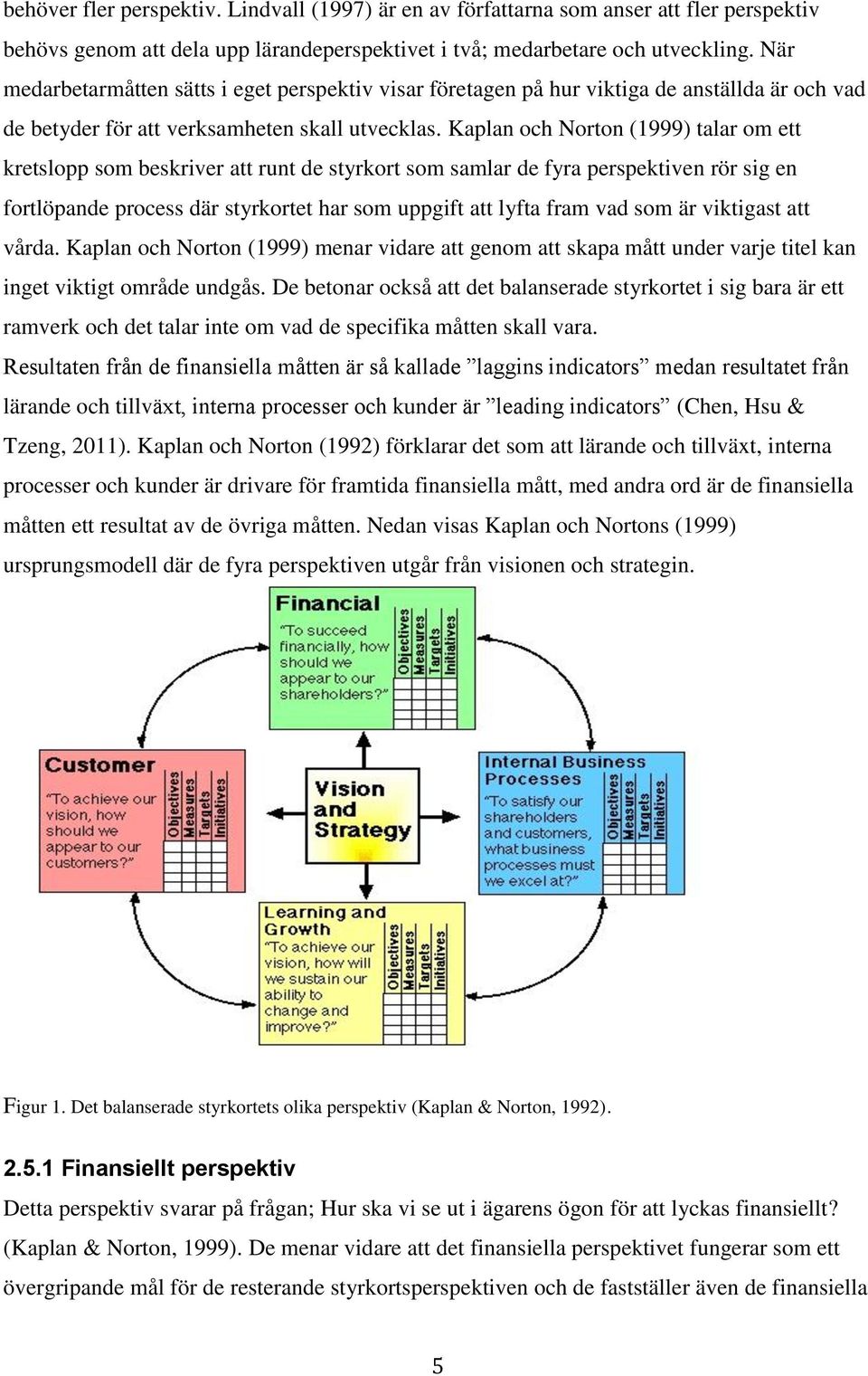 Kaplan och Norton (1999) talar om ett kretslopp som beskriver att runt de styrkort som samlar de fyra perspektiven rör sig en fortlöpande process där styrkortet har som uppgift att lyfta fram vad som