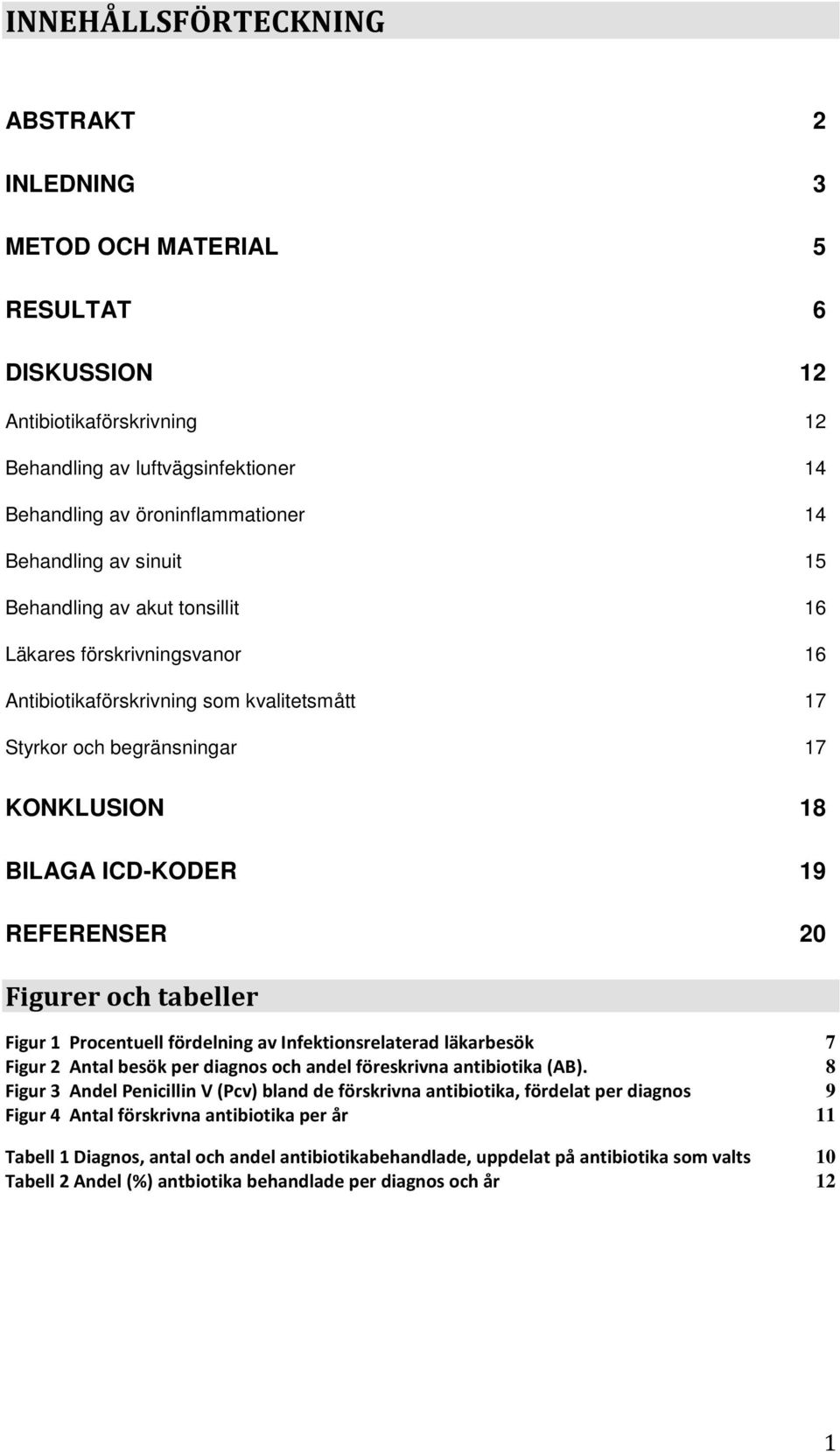 REFERENSER 20 Figurer och tabeller Figur 1 Procentuell fördelning av Infektionsrelaterad läkarbesök 7 Figur 2 Antal besök per diagnos och andel föreskrivna antibiotika (AB).