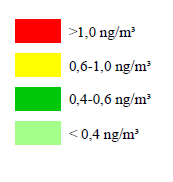 Kartläggningen är baserad på mätningar och beräkningar för år 23. Halterna avser ett meteorologiskt normalt år.