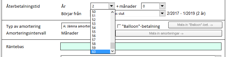 Monte Carlo-simulering är bara tillgänglig på engelska. Lyftperiodens längd i Finansieringsfil Den maximala lyftperioden för lån är 60 månader.