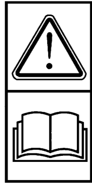 2.2 Symbolförklaring Symbolen till höger visar följande: Varning! Studera instruktionsboken noga innan användning, så att brukaren känner maskinen väl. Varning! För ej in armar eller ben i närheten av maskinens rörliga delar.