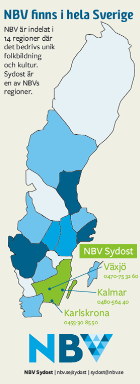 Kalendarium 2017 NBV Sydost Cirkelledarutbildning steg 1 lördag 11 mars Kronobergs län lördag 1 april Kalmar län lördag 13 maj Blekinge län Det här är det första steget i NBVs utbildningsprogram för