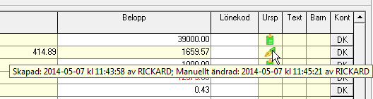 FLEX Lön Användarmeddelande (maj 2014) 12 Vi har också lagt in en loggning på när och av vem en transaktion har skapats samt när och av vem en manuell ändring av en transaktion har skett.