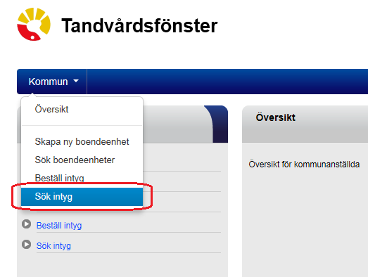 6 (11) 3 Sök intyg Funktionen Sök intyg kan användas på olika sätt. För att söka fram ett enskilt tandvårdsintyg. För att söka fram en enskild patient och dess intyg.