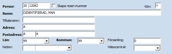 Rutin 9(11) Skyddade personuppgifter Om patienten är skyddade personuppgifter hämtas aktuella uppgifter från befolkningsregistret. Det går inte att editera dessa uppgifter.