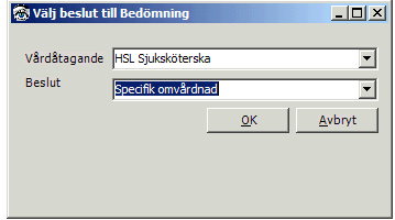 Exempel på utskrift: Bedömning I bedömningsmodulen finns olika bedömningsmallar, bl.a. bedömningsmallen gällande Senior Alert.