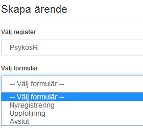 Registrera 1. Håll markören över Inrapportering och klicka på Ny översikt.