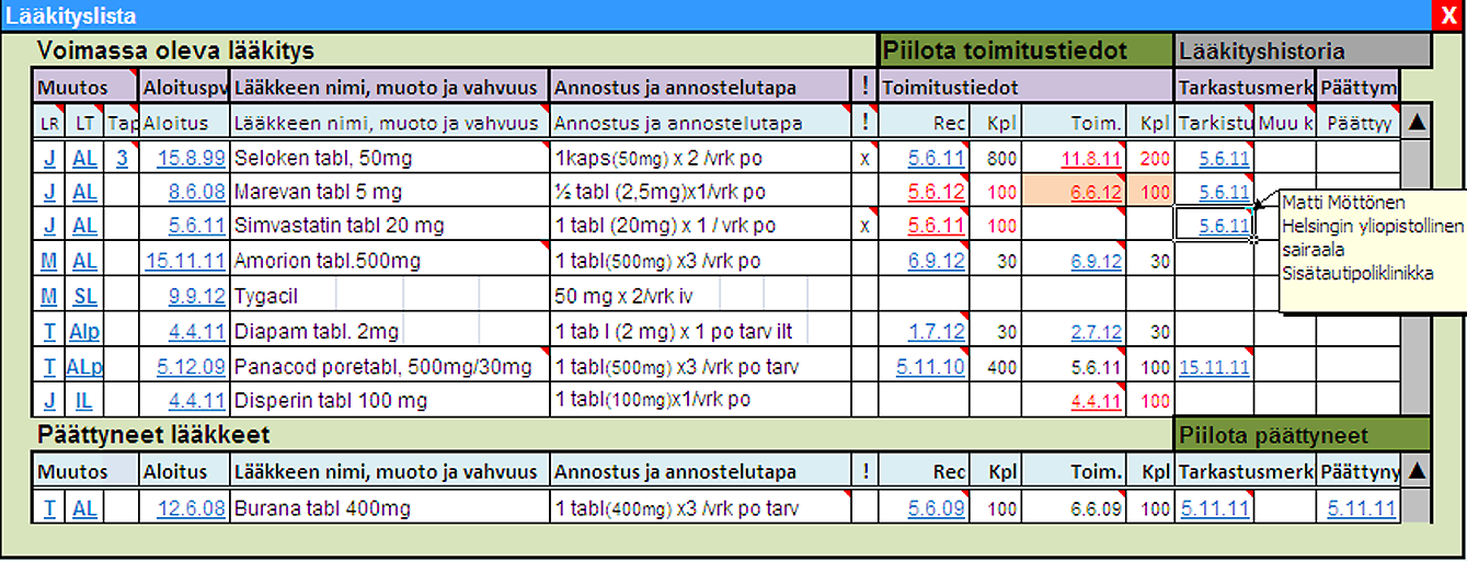 Recept- och levereringsinformation ger bättre ide vad man verkligen använder Definering av