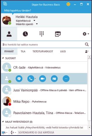 Användning av Skype for Business i Soneras visuella tjänst Ring Delning av skärm Dela ditt skrivbord eller din applikation Knappa in det virtuella rummets adress t.ex.: organisation.virtuell@kokous.
