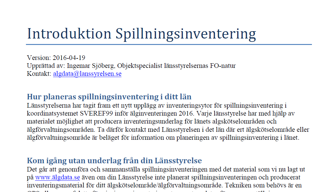 Spillningsinventering Här finns allt du behöver: www.algdata.