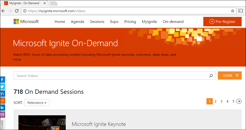 Information från Ignite 2016 Konferensens hemsida https://myignite.microsoft.com Alla videor https://myignite.microsoft.com/videos Eller här https://techcommunity.microsoft.com/t5/microsoft-ignite-content/bd-p/microsoftignitecontent Youtube, https://www.