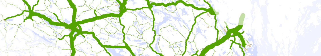 1540 1480 5460 6720 Vägsystemet Genom länet sträcker sig två europavägar, E4 respektive E20.
