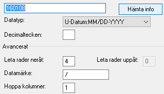 5.2.3 Flera data under samma subrik Ibland ser fakturan ut på detta vis: Vill man ha fakturanumret kan man markera hela rubriken och ställa in enl nedan. Datamärke är /.