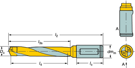 BORRNIN Coromant Delta Coromant Delta 5 D c Cylindriskt skaft med spännplan enligt ISO 9766 ROT - SW Borrdiameter: Håldjup: Håltolerans: Ytjämnhet: Skärvätska: 9,525 19,05 mm (0,375 0,750 tum) 5 D c