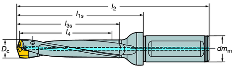 ROT - SW CoroDrill 870 3 5 x D c Borrkroppar för borrspetsdiameter 0,472 0,826 tum Cylindriskt skaft Spännplan enligt ISO 9766 CoroDrill 870 BORRNIN 3 x D c 5 D c Borrspetsdiameter, tum.472 -.709.