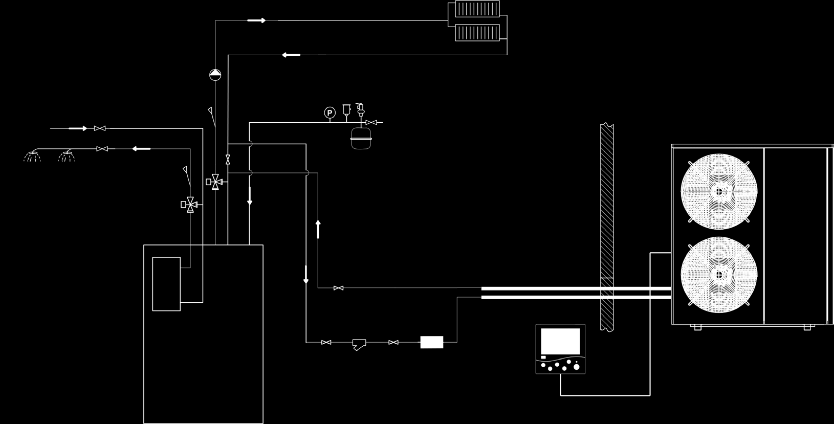 2. Installation 2.4 Installationstyper 1. Returlednings-inkoppling I de fall där du redan har en panna med inbyggd varmvattenberedning, kan inkopplingen göras oerhört enkelt och effektivt.