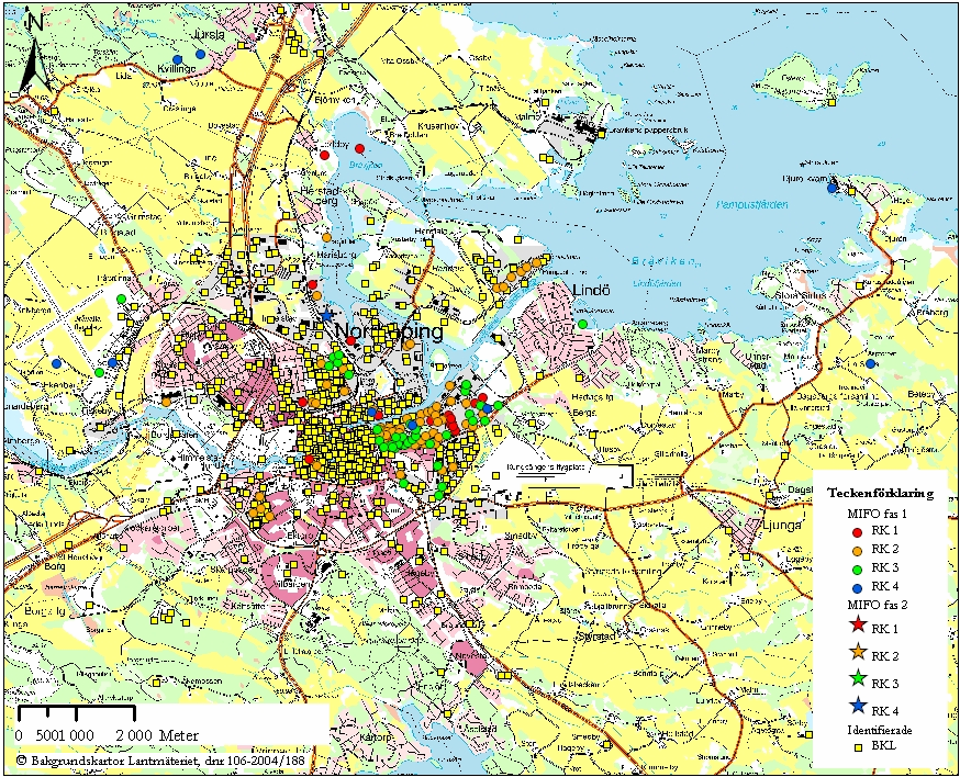 Sammanfattning av resultat Sammanlagt har totalt 1055 potentiellt förorenade områden identifierats i Norrköpings kommun.