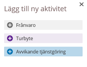 2016-11-15 Sida 5 av 19 Meny i kalendern Kugghjulet här finns inställningar för visning i kalendern, om partiell frånvaro skall visas samt turbyten med ledig dag.