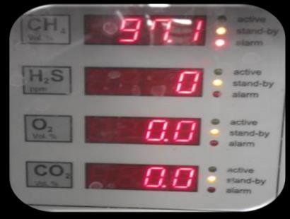 Pilotförsök med processintern metananrikning och askfilter Reference before upgrading In-situ methane enrichment After wood ash filter Digester CH 4 (%) 59-61 79-82 97 Upgrading CO 2 (%) 38-39