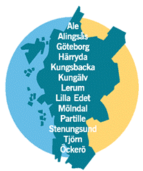 Göteborgsregionens kommunalförbund = GR 13 kommuner 982 000 invånare (151231)