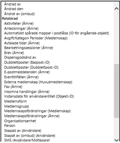 5. För att få fram information från posttypen Person i stället för från Medlemskap får man klicka på pilen i fältet.