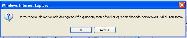 7 (16) 6. Klicka på Spara-knappen för att spara uppgifterna. Deltagaren/Ledaren läggs till i gruppen. 7.