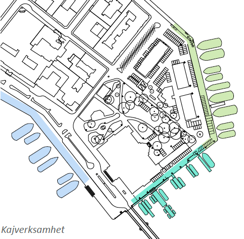 Sida 21 (47) Angöring och service för Waxholmsbolagets fartyg Passagerartrafik, Waxholmsbolaget m.fl. Kajplatser för olika typer av fartyg Översiktsbild av användning av kajerna.